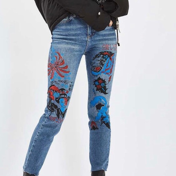 Topshop Denim - TOPSHOP Painted Straight leg Jeans